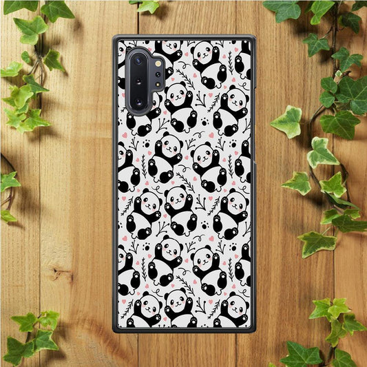 Cute Panda White Doodle Samsung Galaxy Note 10 Plus Case-Rubber / White (2D Case)-Xtracase