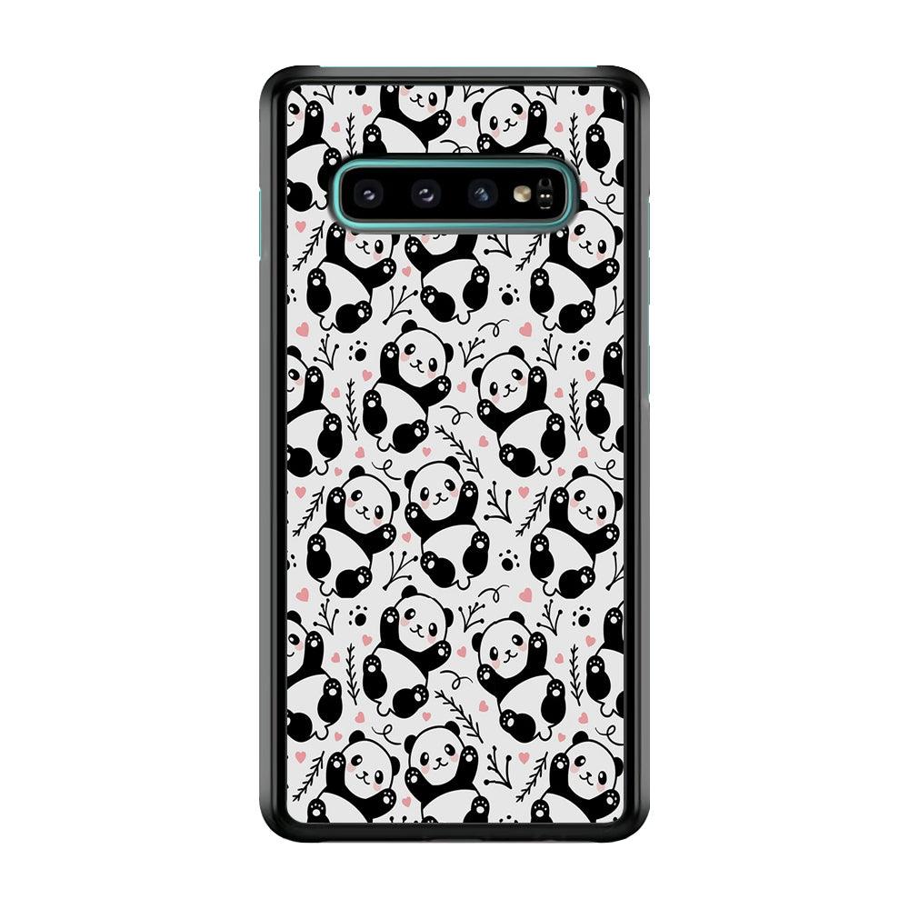Cute Panda White Doodle Samsung Galaxy S10 Case-Plastic / Full Wrap (3D Case)-Xtracase