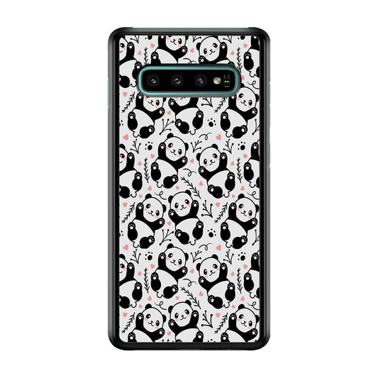 Cute Panda White Doodle Samsung Galaxy S10 Case-Plastic / Full Wrap (3D Case)-Xtracase