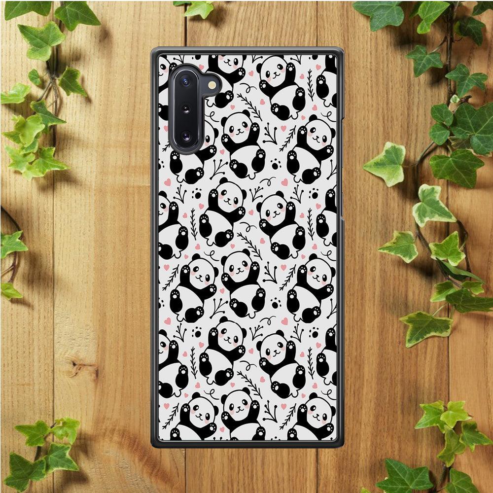 Cute Panda White Doodle Samsung Galaxy Note 10 Case-Rubber / White (2D Case)-Xtracase