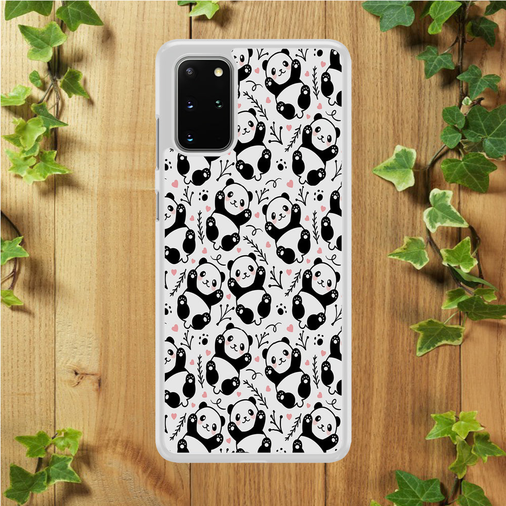 Cute Panda White Doodle Samsung Galaxy S20 Plus Case