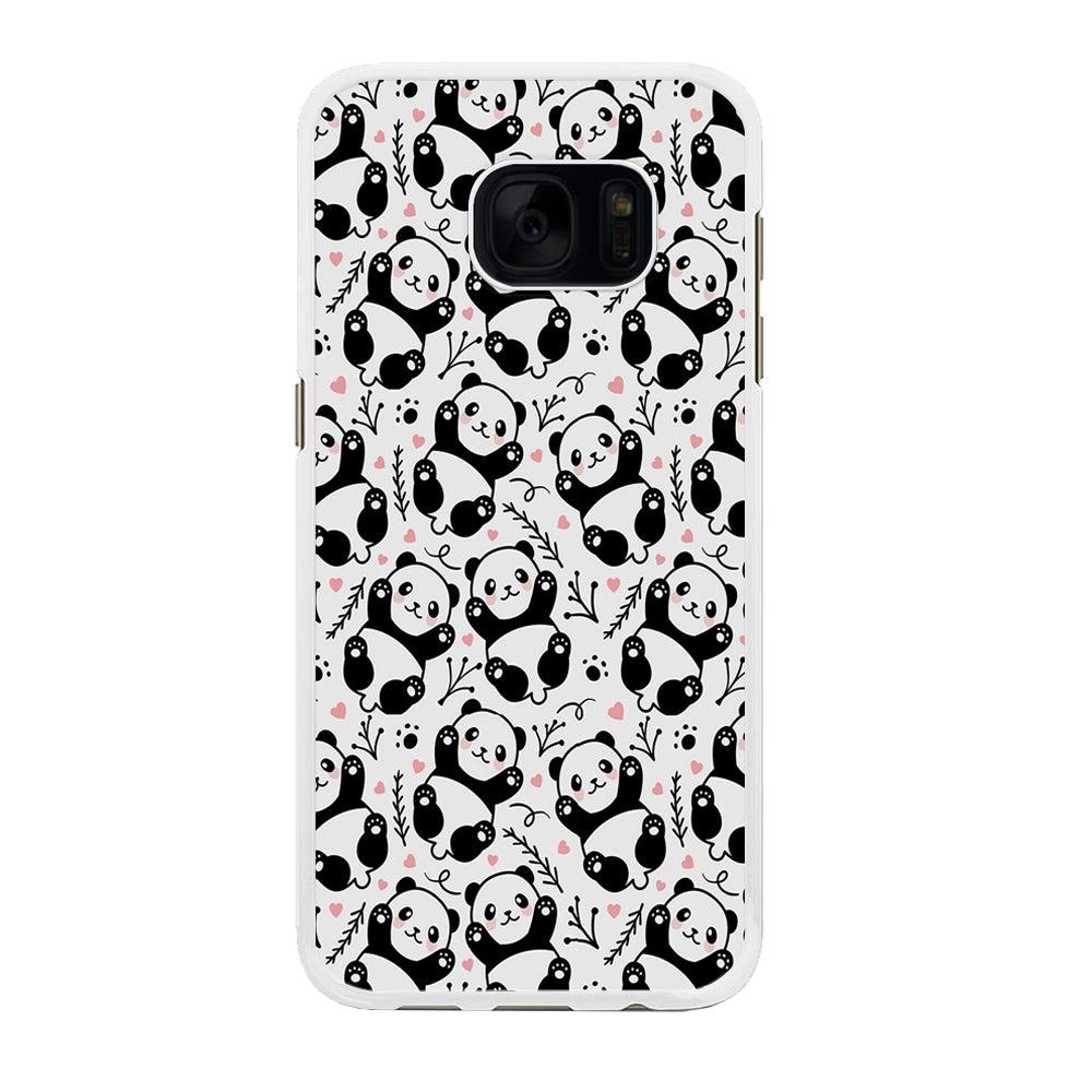 Cute Panda White Doodle Samsung Galaxy S7 Edge Case-Rubber / White (2D Case)-Xtracase
