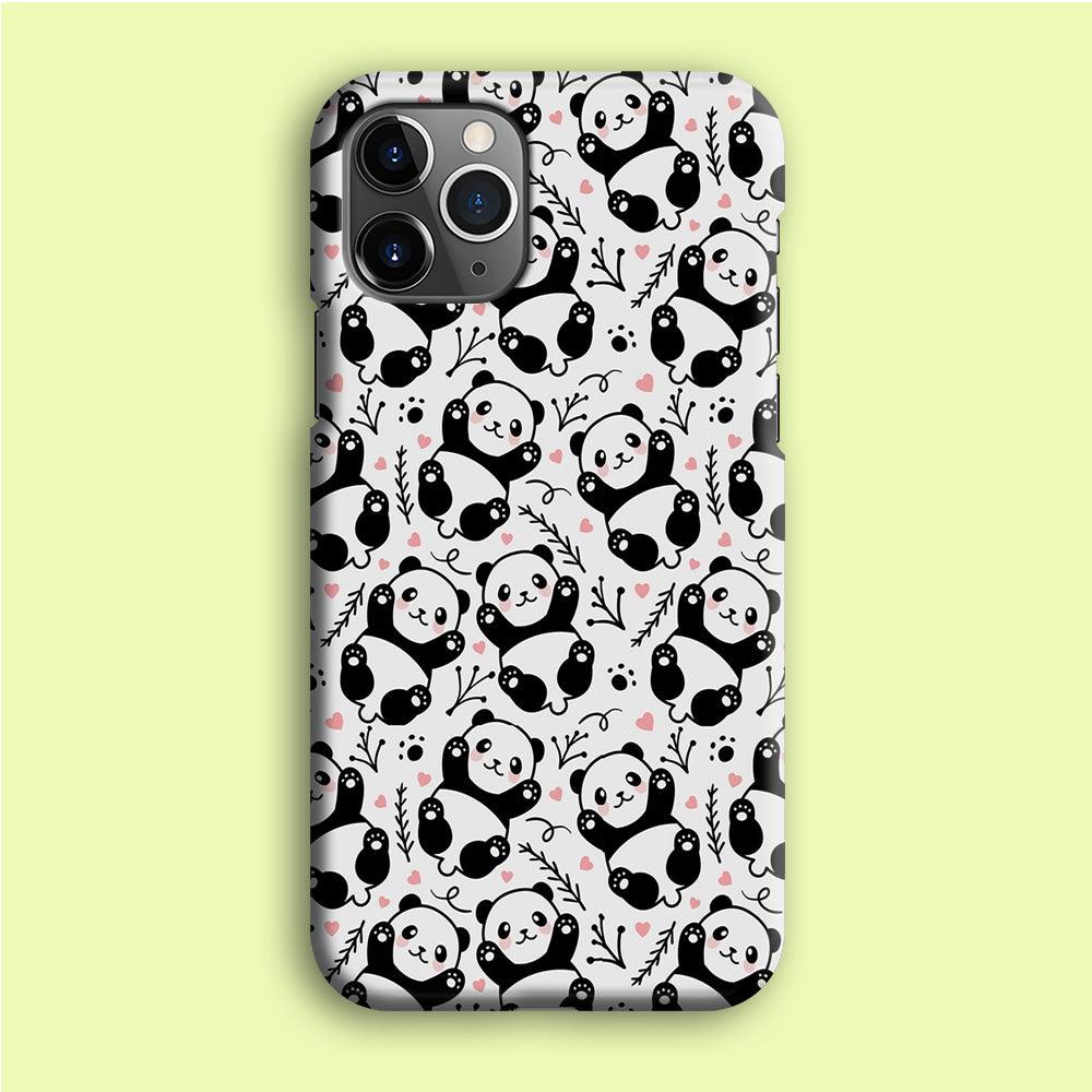 Cute Panda White Doodle iPhone 12 Pro Max Case-Plastic / Full Wrap (3D Case)-Xtracase