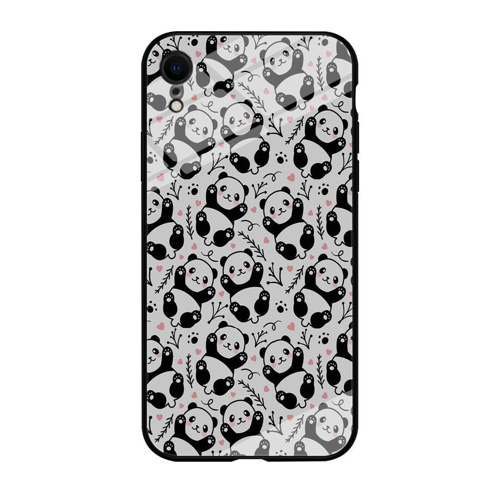 Cute Panda White Doodle iPhone XR Case-Tempered Glass Case-Xtracase