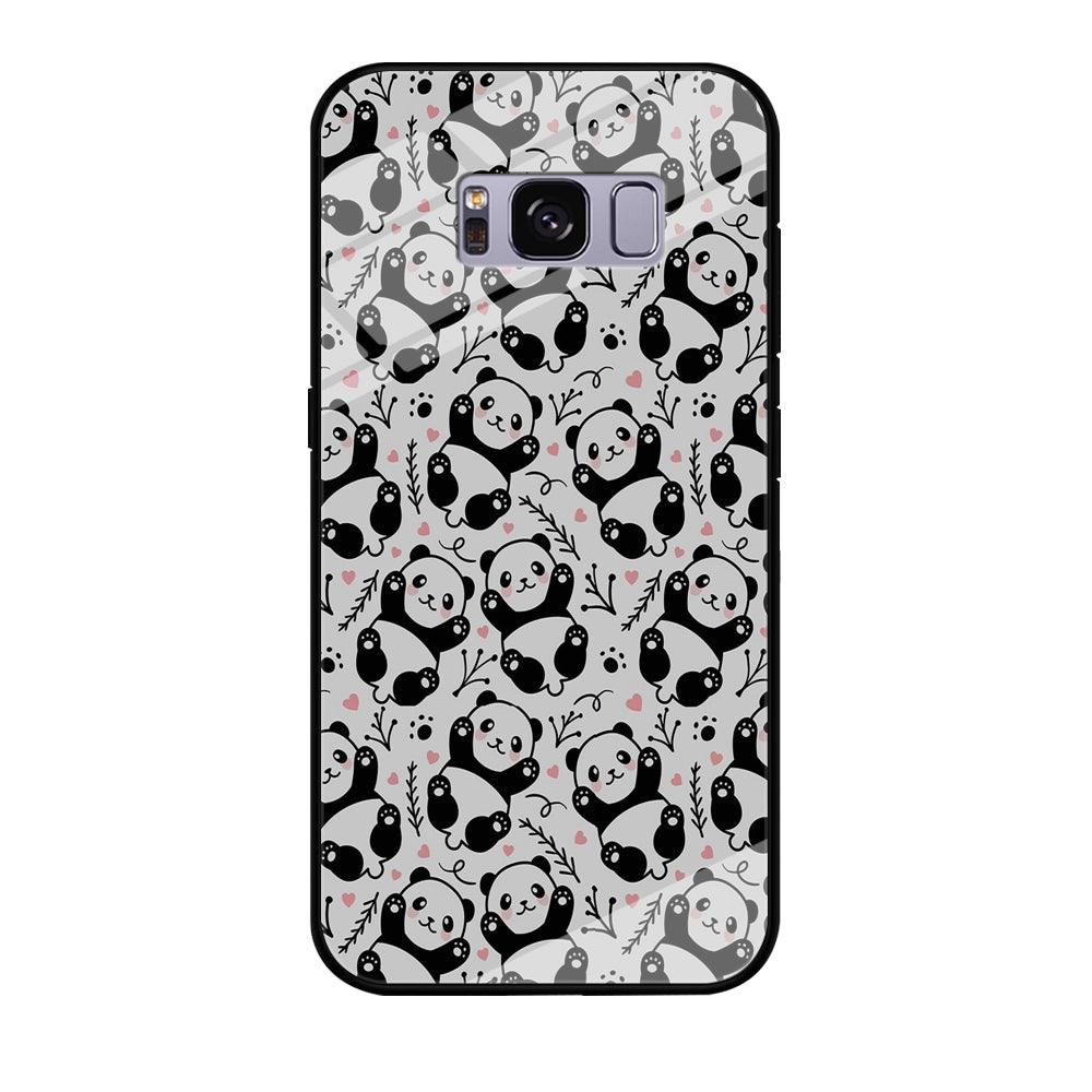 Cute Panda White Doodle Samsung Galaxy S8 Case-Tempered Glass Case-Xtracase