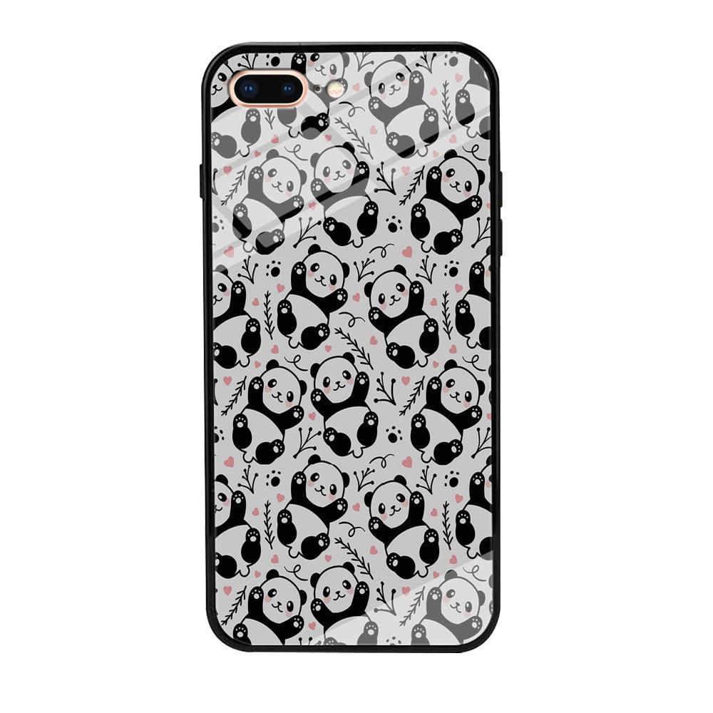Cute Panda White Doodle iPhone 7 Plus Case-Tempered Glass Case-Xtracase