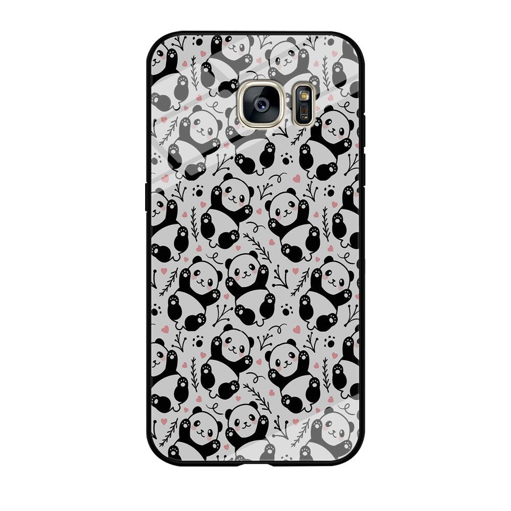Cute Panda White Doodle Samsung Galaxy S7 Edge Case-Tempered Glass Case-Xtracase