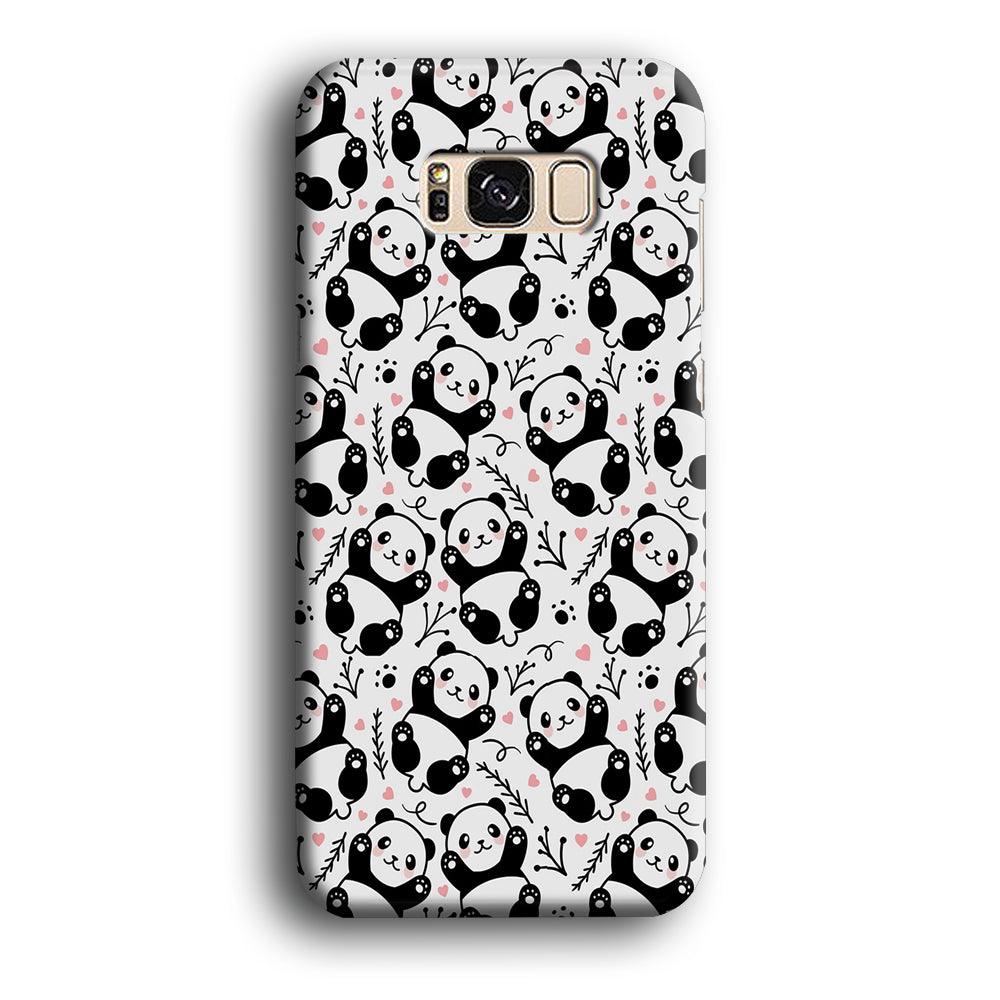 Cute Panda White Doodle Samsung Galaxy S8 Case-Plastic / Full Wrap (3D Case)-Xtracase