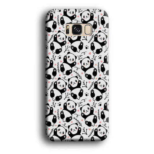 Cute Panda White Doodle Samsung Galaxy S8 Case-Plastic / Full Wrap (3D Case)-Xtracase