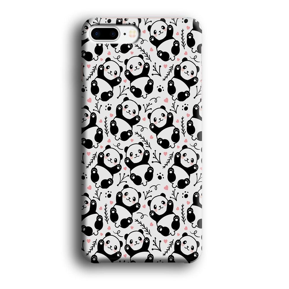 Cute Panda White Doodle iPhone 7 Plus Case-Plastic / Full Wrap (3D Case)-Xtracase
