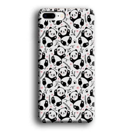 Cute Panda White Doodle iPhone 7 Plus Case-Plastic / Full Wrap (3D Case)-Xtracase
