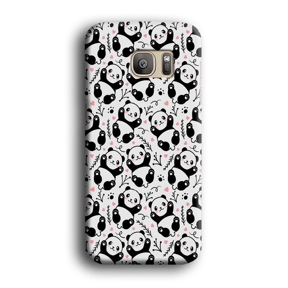 Cute Panda White Doodle Samsung Galaxy S7 Edge Case-Plastic / Full Wrap (3D Case)-Xtracase