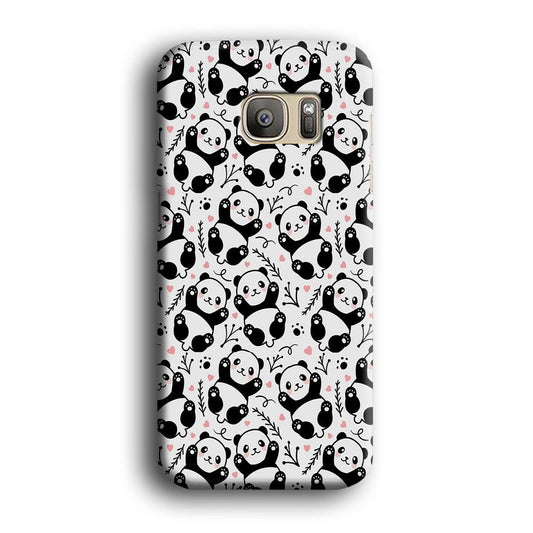 Cute Panda White Doodle Samsung Galaxy S7 Edge Case-Plastic / Full Wrap (3D Case)-Xtracase