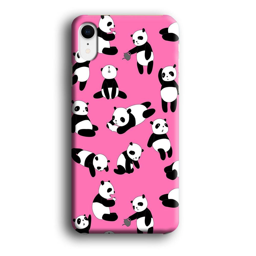 Cute Panda iPhone XR Case-Plastic / Full Wrap (3D Case)-Xtracase