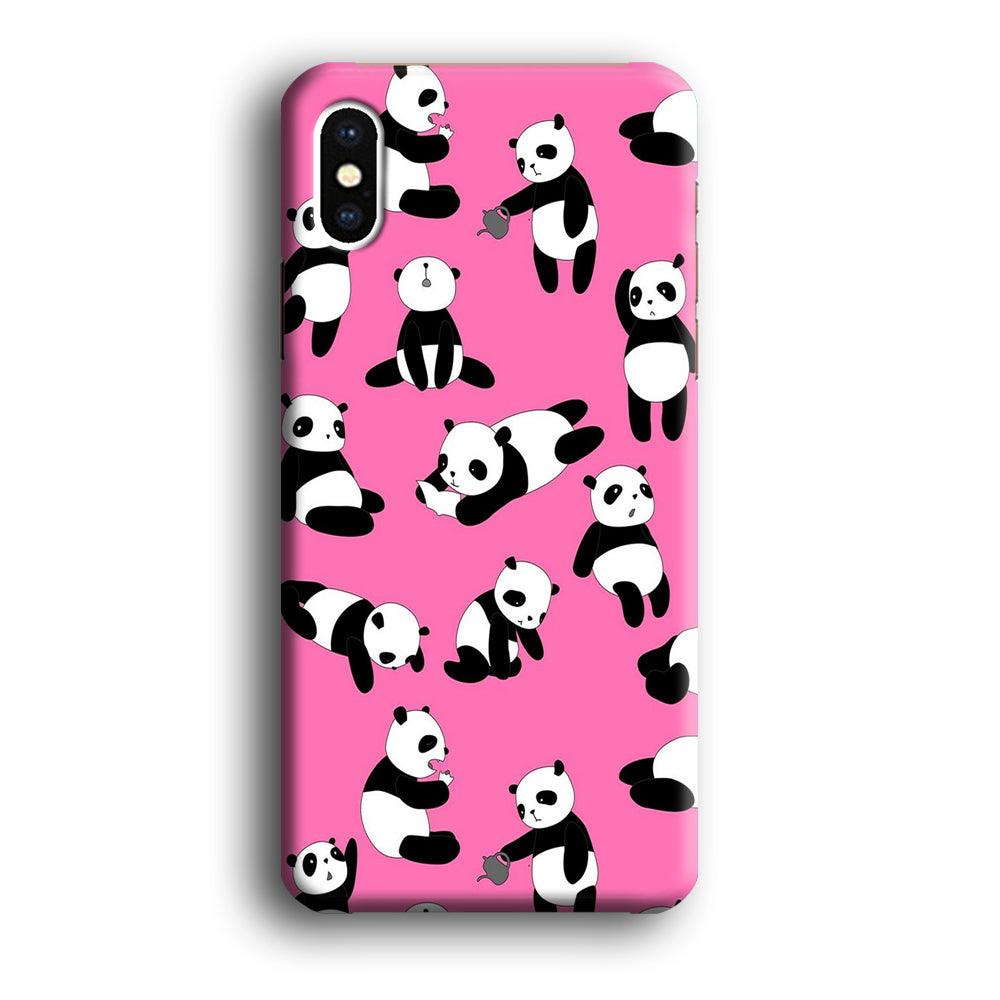 Cute Panda iPhone X Case-Plastic / Full Wrap (3D Case)-Xtracase