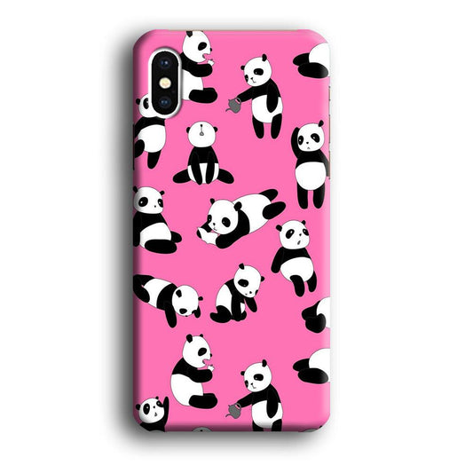 Cute Panda iPhone X Case-Plastic / Full Wrap (3D Case)-Xtracase