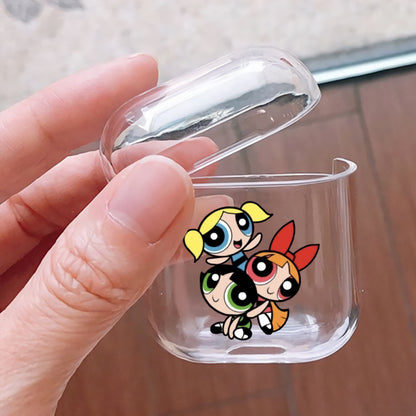 Cute Powerpuff Girls Hard Plastic Protective Clear Case Cover For Apple Airpods