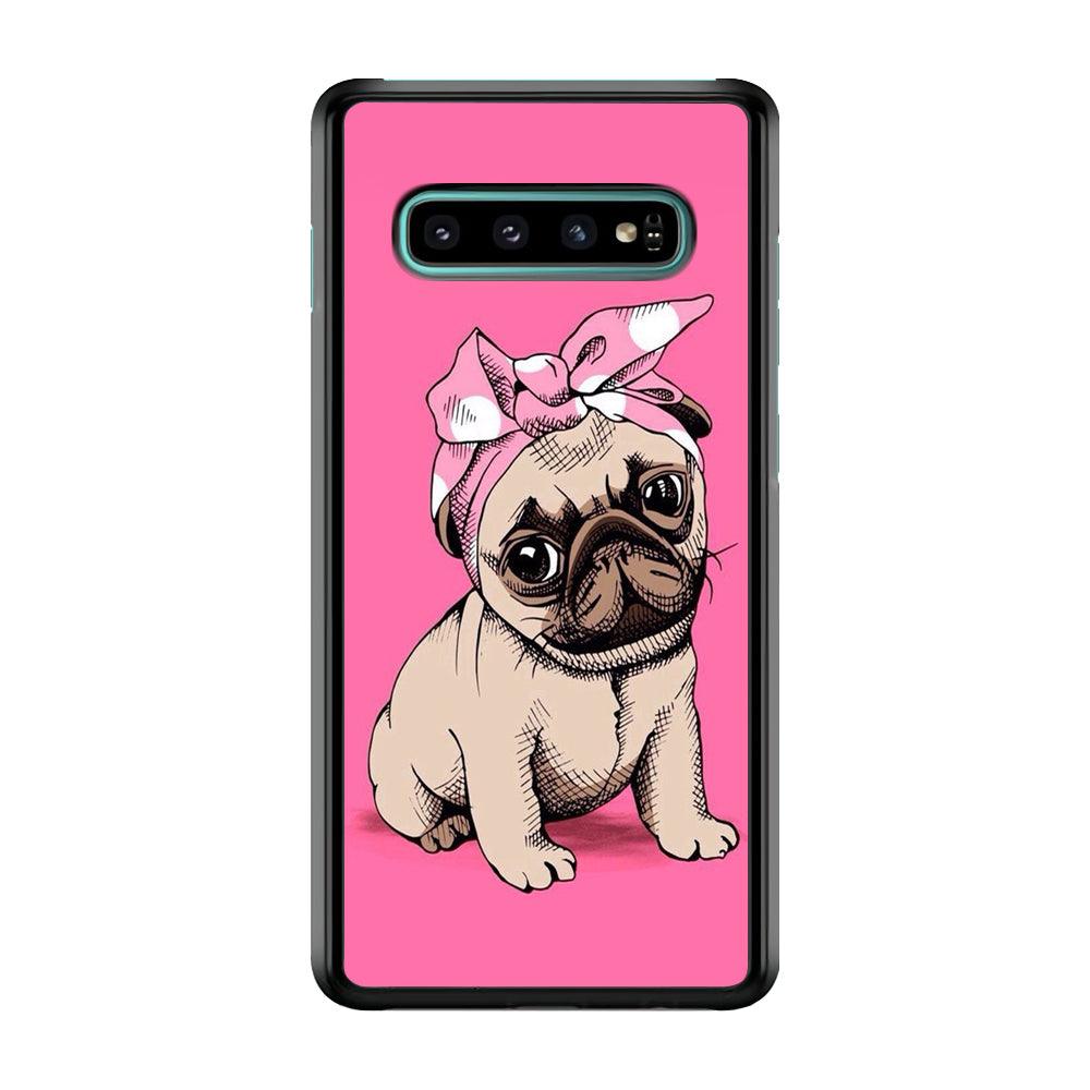Cute Puppy Pink Samsung Galaxy S10 Case-Plastic / Full Wrap (3D Case)-Xtracase