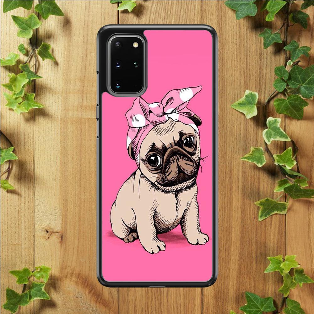 Cute Puppy Pink Samsung Galaxy S20 Plus Case-Rubber / Black (2D Case)-Xtracase