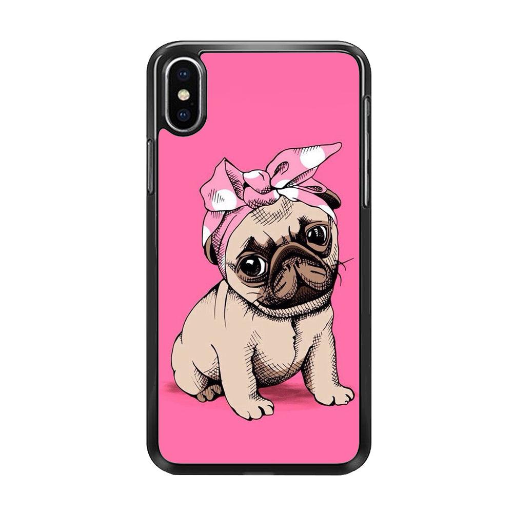 Cute Puppy Pink iPhone X Case-Rubber / Black (2D Case)-Xtracase