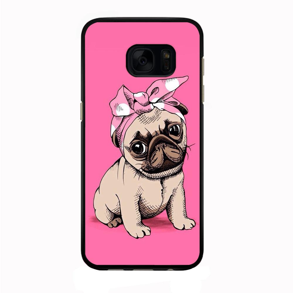 Cute Puppy Pink Samsung Galaxy S7 Edge Case-Rubber / Black (2D Case)-Xtracase