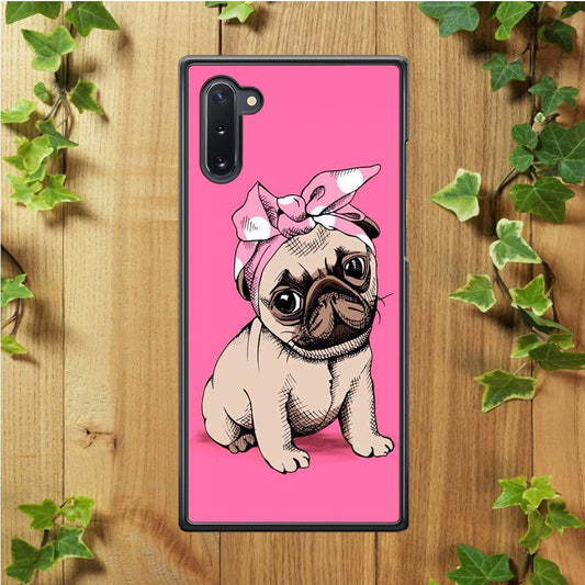 Cute Puppy Pink Samsung Galaxy Note 10 Case-Rubber / White (2D Case)-Xtracase