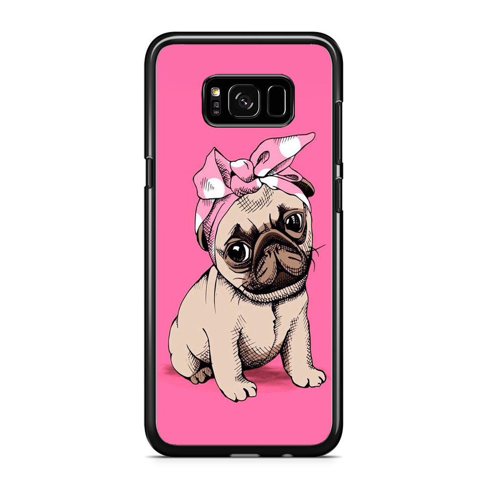 Cute Puppy Pink Samsung Galaxy S8 Case-Rubber / Black (2D Case)-Xtracase