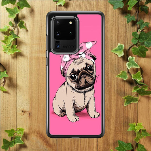 Cute Puppy Pink Samsung Galaxy S20 Ultra Case-Plastic / Full Wrap (3D Case)-Xtracase