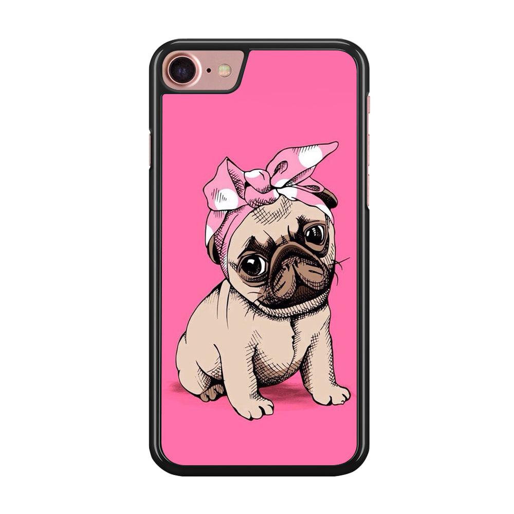 Cute Puppy Pink iPhone 8 Case-Rubber / Black (2D Case)-Xtracase