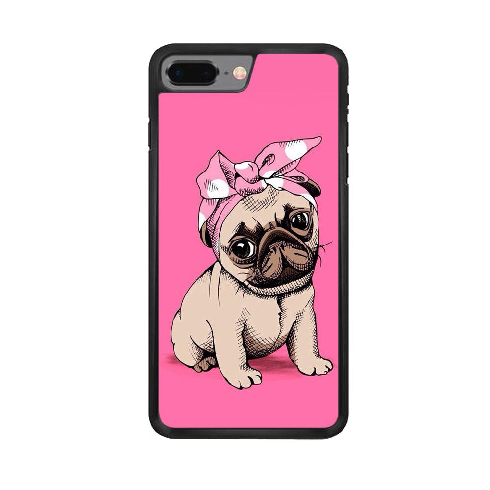 Cute Puppy Pink iPhone 7 Plus Case-Rubber / Black (2D Case)-Xtracase