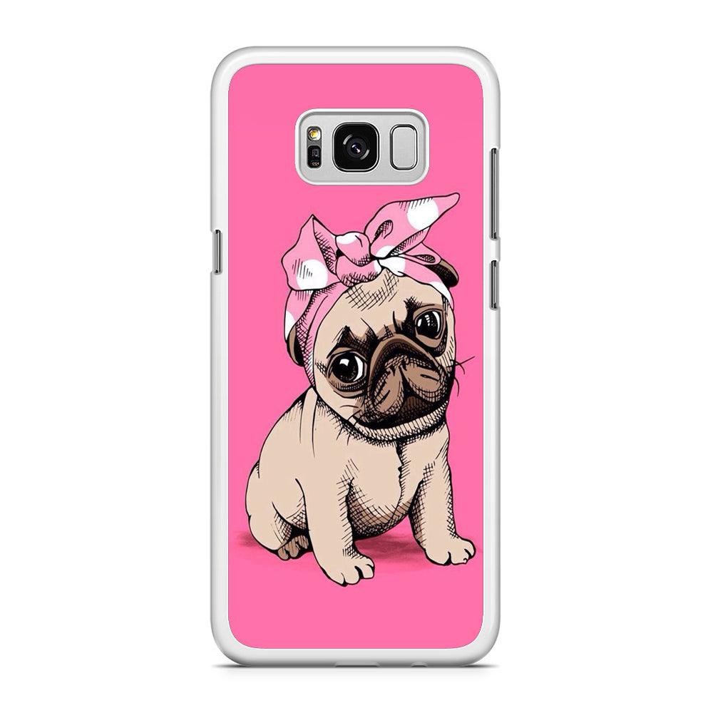 Cute Puppy Pink Samsung Galaxy S8 Case-Rubber / White (2D Case)-Xtracase