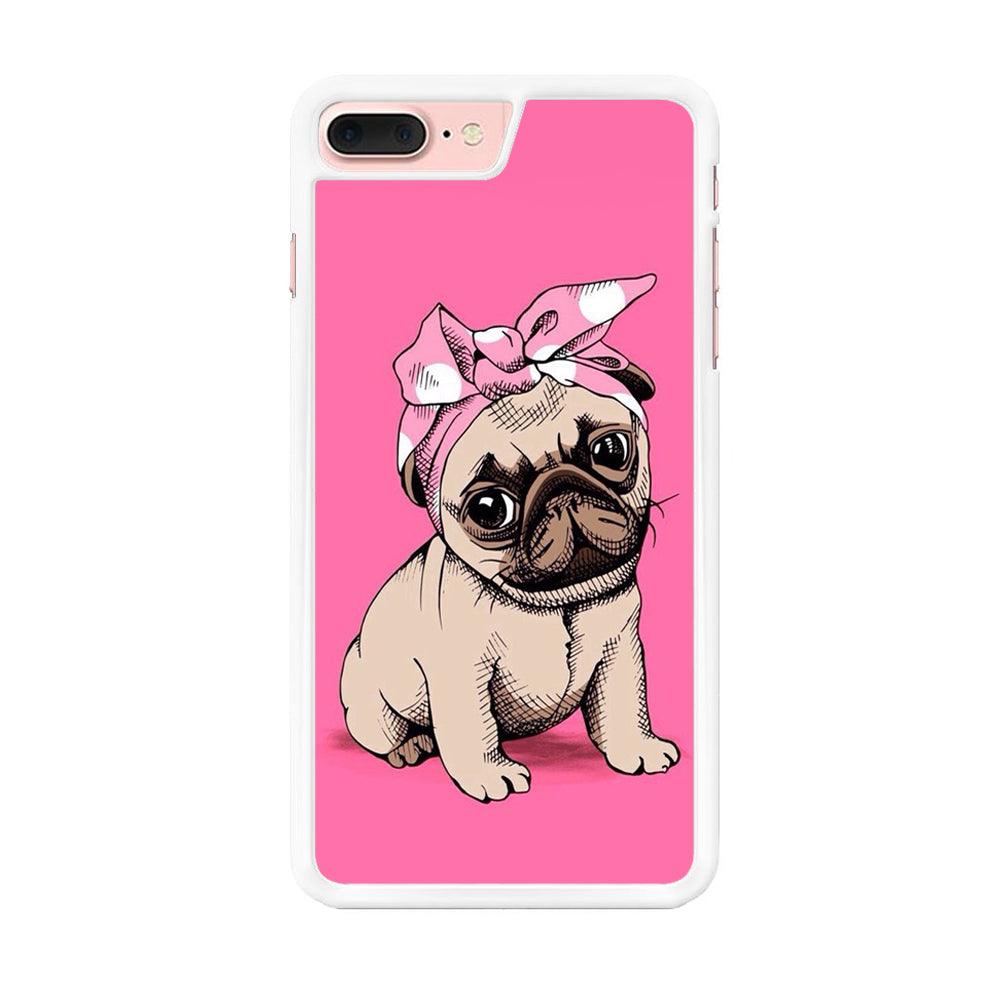 Cute Puppy Pink iPhone 7 Plus Case-Rubber / White (2D Case)-Xtracase