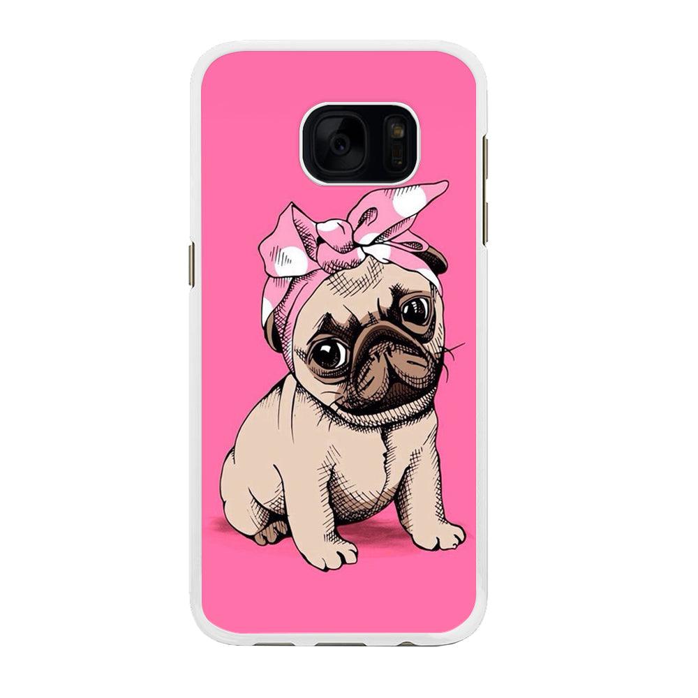 Cute Puppy Pink Samsung Galaxy S7 Edge Case-Rubber / White (2D Case)-Xtracase