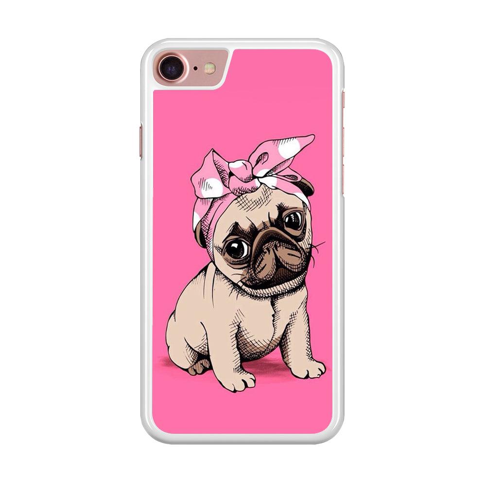 Cute Puppy Pink iPhone 8 Case-Rubber / White (2D Case)-Xtracase