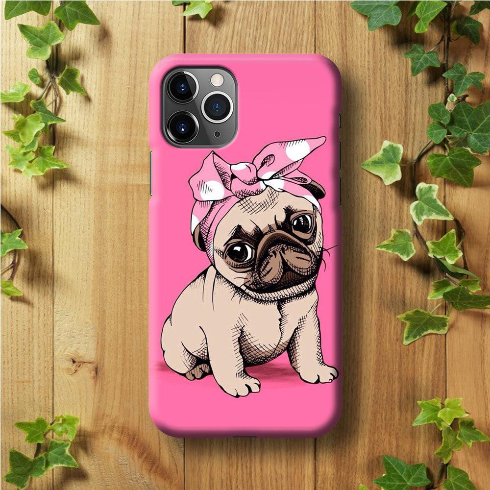 Cute Puppy Pink iPhone 11 Pro Max Case-Plastic / Full Wrap (3D Case)-Xtracase