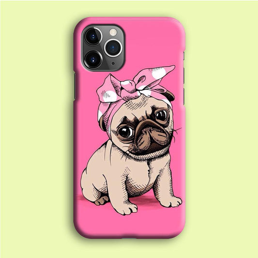 Cute Puppy Pink iPhone 12 Pro Case-Plastic / Full Wrap (3D Case)-Xtracase