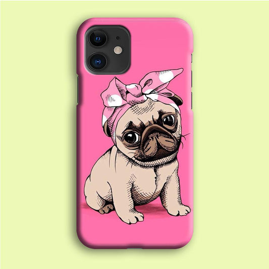 Cute Puppy Pink iPhone 12 Mini Case-Plastic / Full Wrap (3D Case)-Xtracase