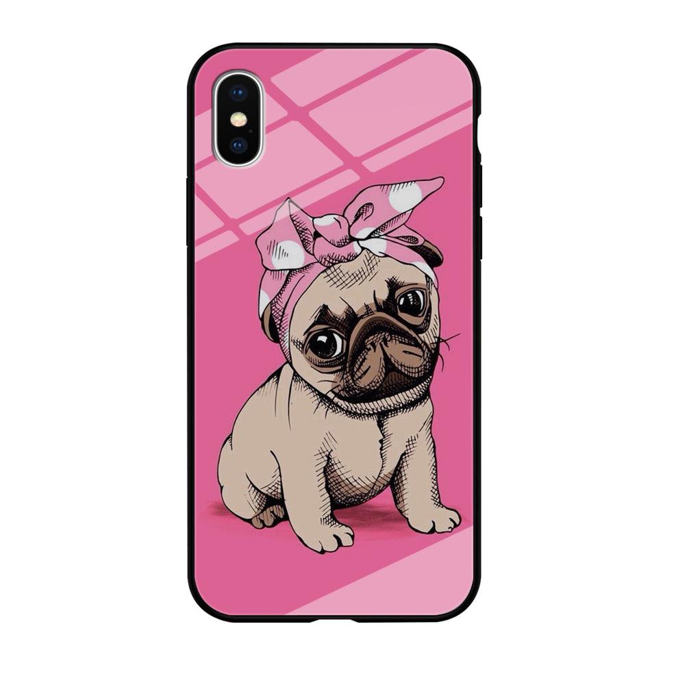 Cute Puppy Pink iPhone X Case-Tempered Glass Case-Xtracase