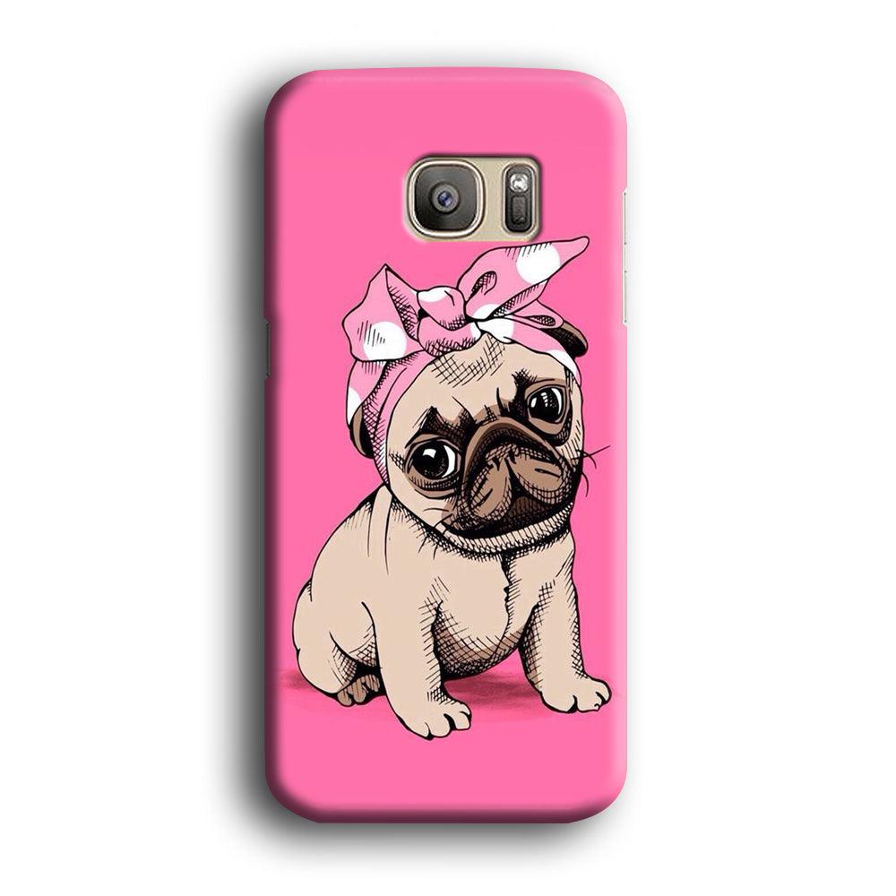 Cute Puppy Pink Samsung Galaxy S7 Edge Case-Plastic / Full Wrap (3D Case)-Xtracase
