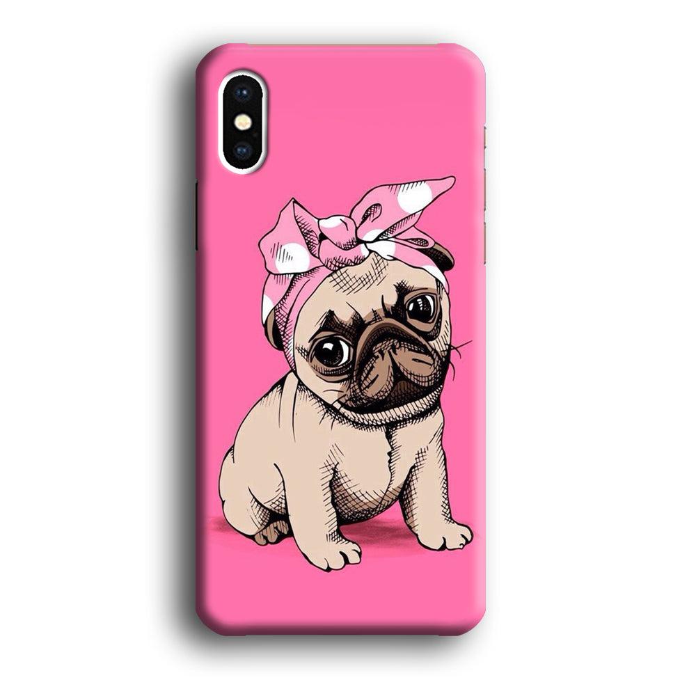 Cute Puppy Pink iPhone Xs Max Case-Plastic / Full Wrap (3D Case)-Xtracase