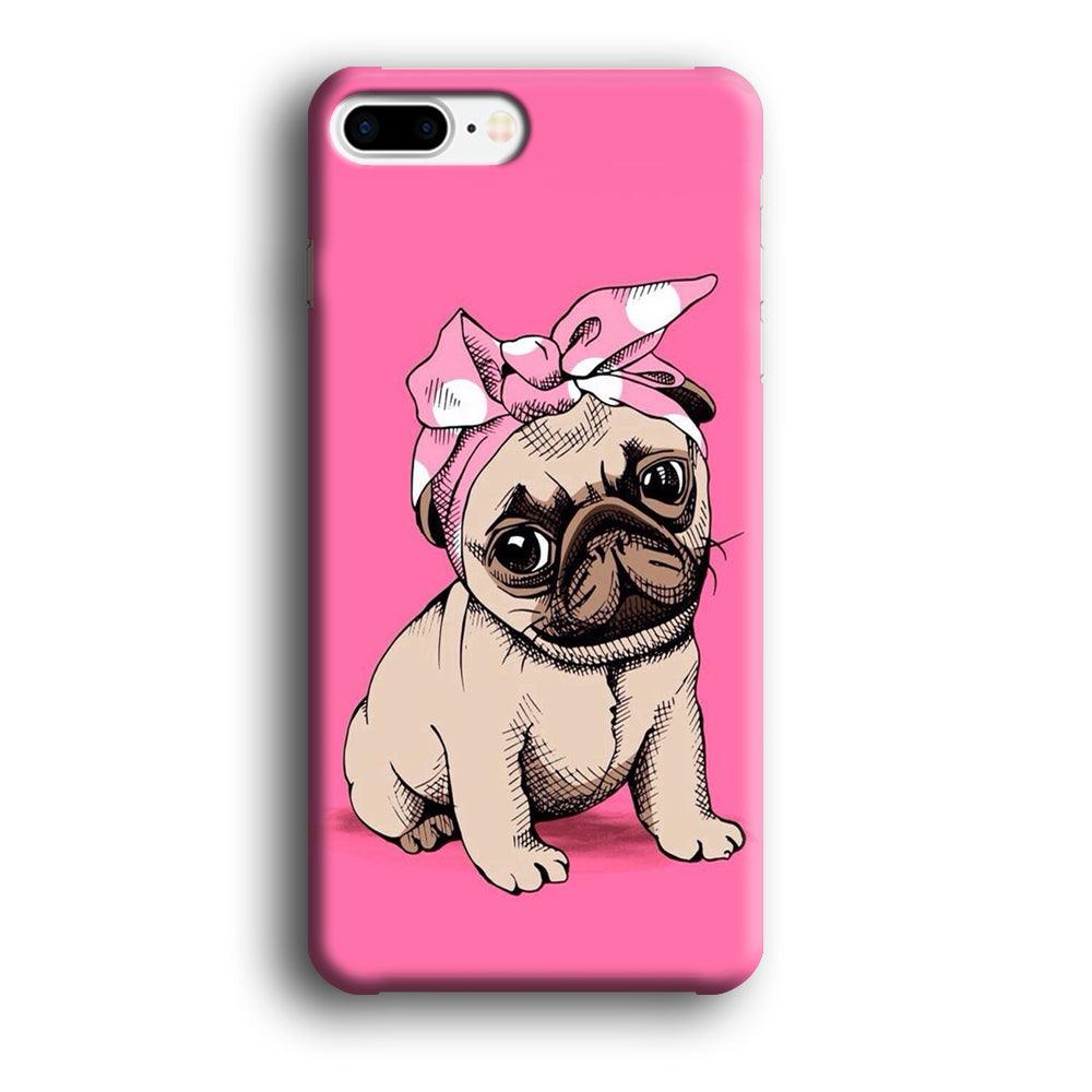 Cute Puppy Pink iPhone 7 Plus Case-Plastic / Full Wrap (3D Case)-Xtracase