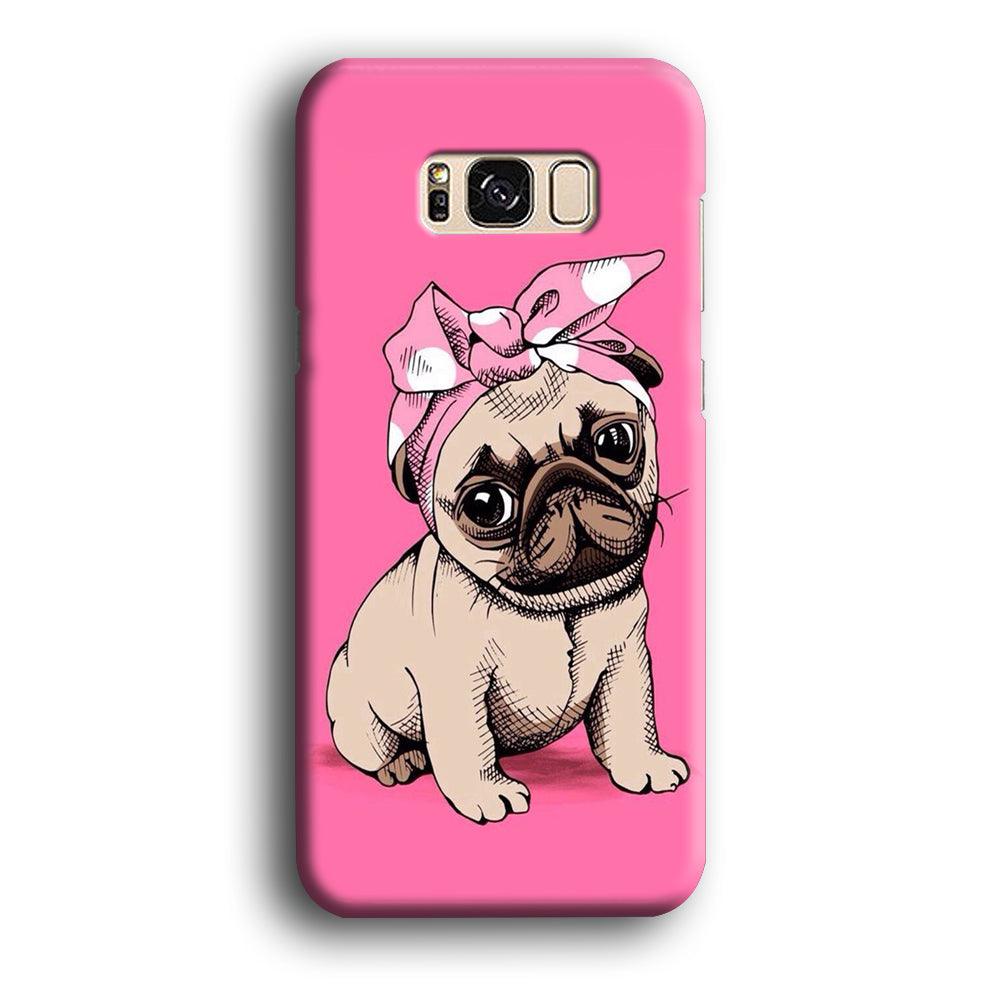 Cute Puppy Pink Samsung Galaxy S8 Case-Plastic / Full Wrap (3D Case)-Xtracase