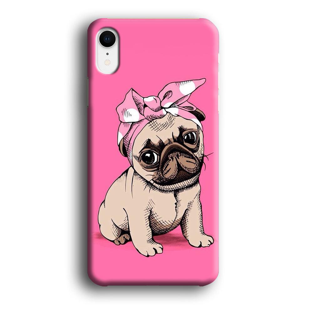 Cute Puppy Pink iPhone XR Case-Plastic / Full Wrap (3D Case)-Xtracase