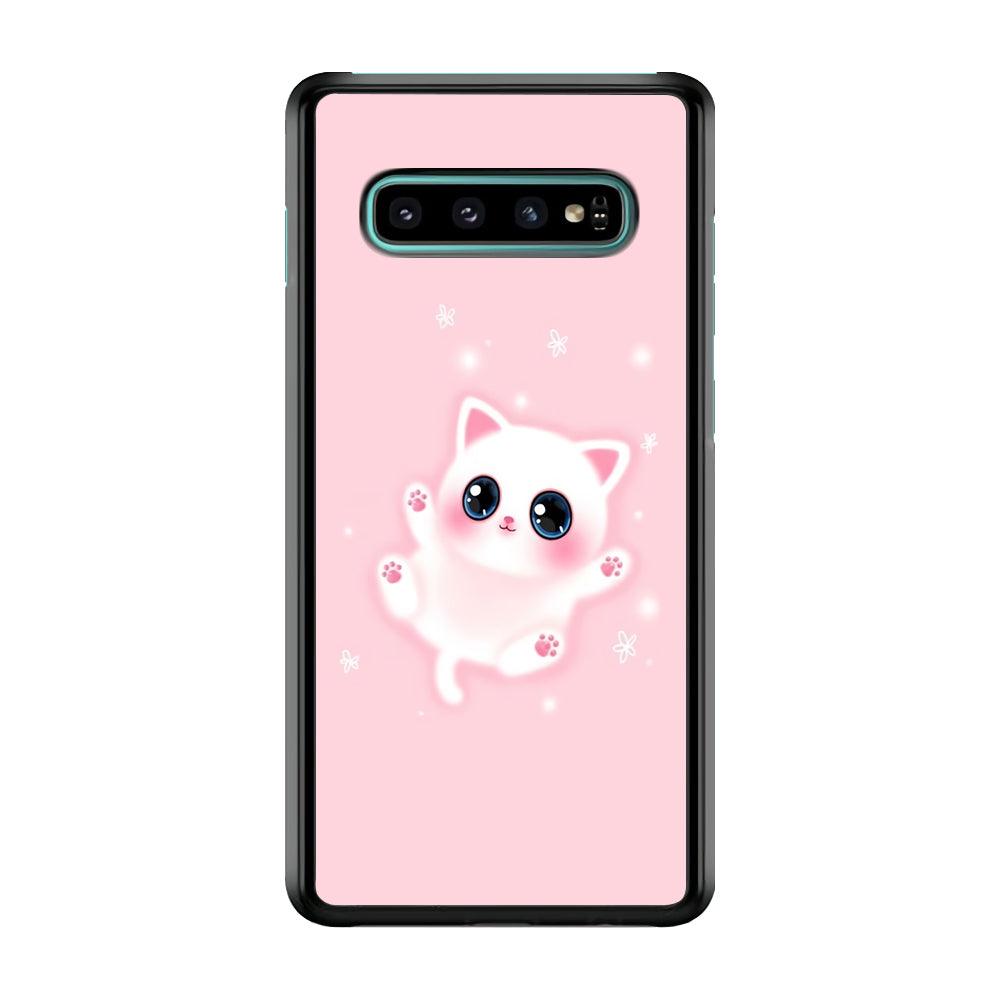 Cute White Kitten Samsung Galaxy S10 Case-Plastic / Full Wrap (3D Case)-Xtracase