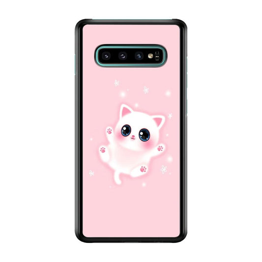 Cute White Kitten Samsung Galaxy S10 Case-Plastic / Full Wrap (3D Case)-Xtracase