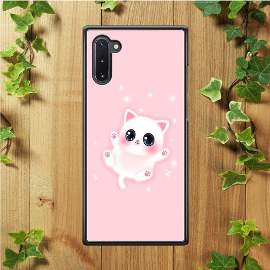 Cute White Kitten Samsung Galaxy Note 10 Case-Rubber / Black (2D Case)-Xtracase