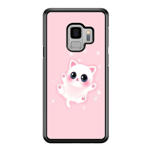 Cute White Kitten Samsung Galaxy S9 Case-Plastic / Full Wrap (3D Case)-Xtracase