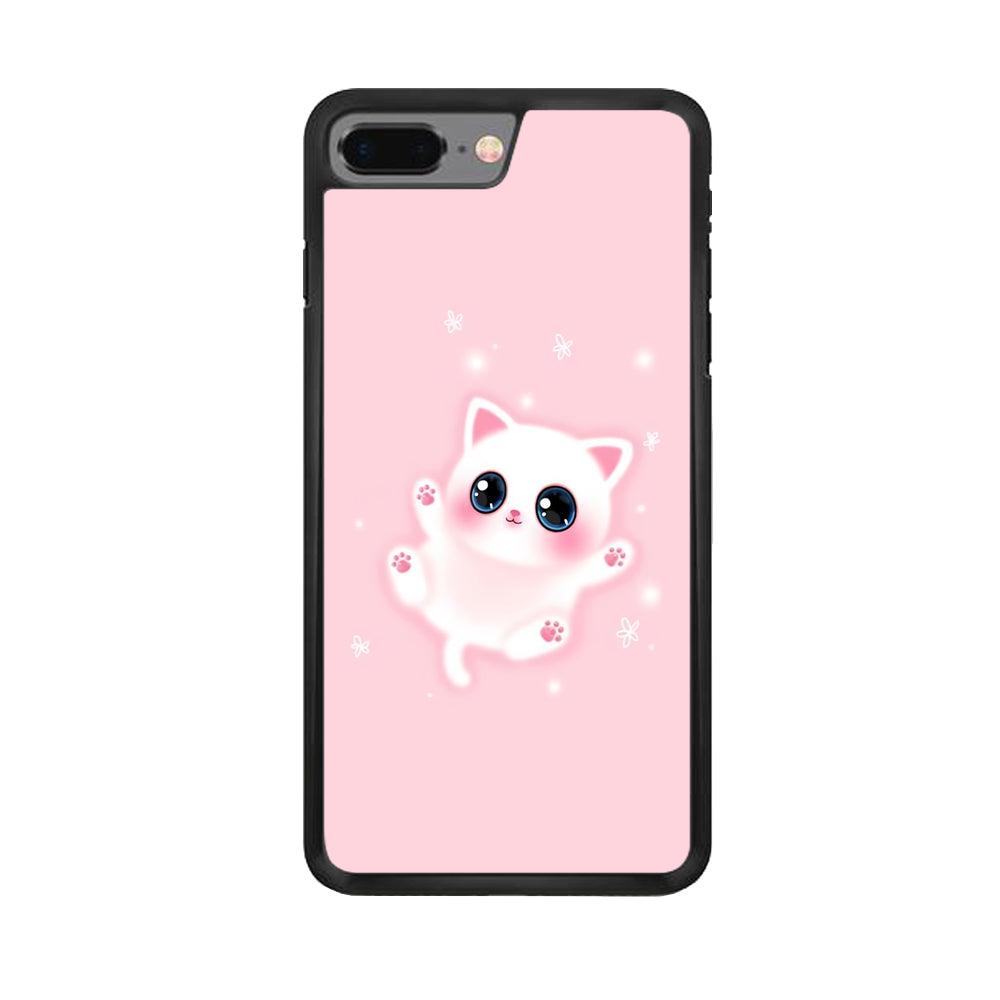 Cute White Kitten iPhone 7 Plus Case-Rubber / Black (2D Case)-Xtracase