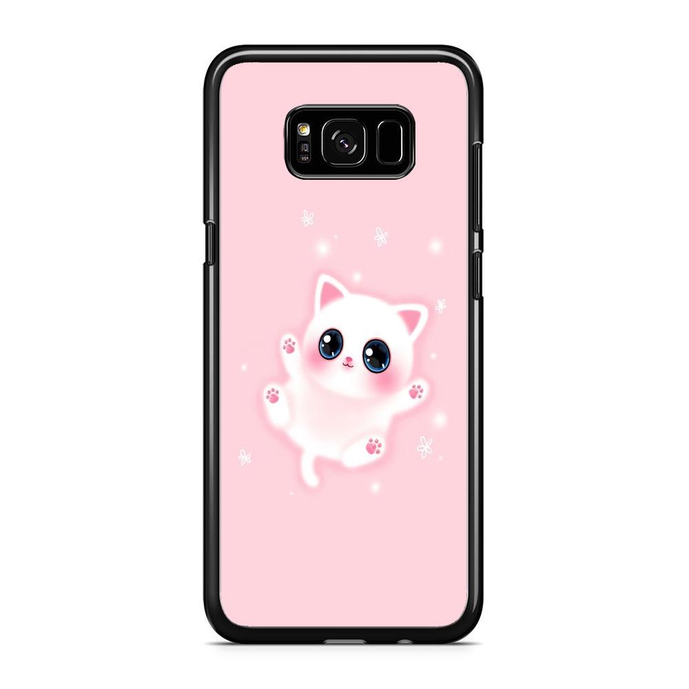 Cute White Kitten Samsung Galaxy S8 Case-Rubber / Black (2D Case)-Xtracase