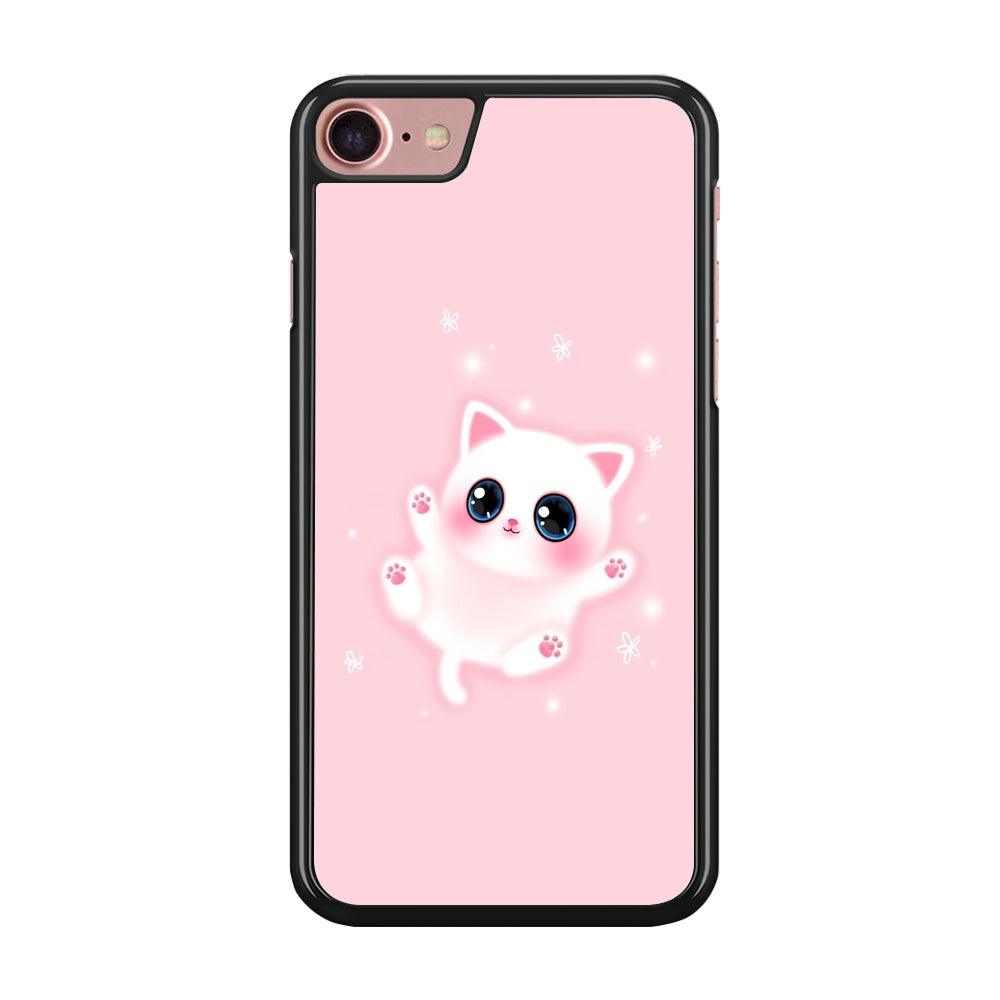 Cute White Kitten iPhone 8 Case-Rubber / Black (2D Case)-Xtracase